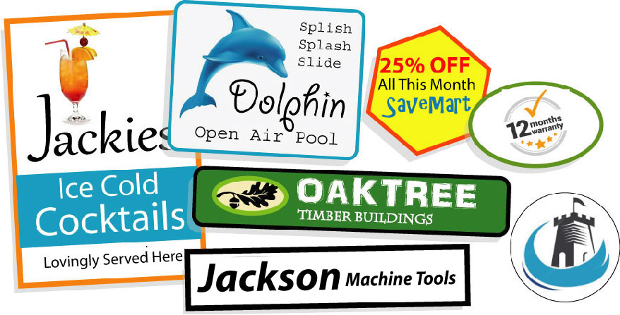 Custom vinyl stickers, self adhesive labels and custom logo stickers for business